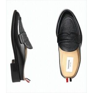 Thom Browne Slip-On Loafers With Textured Leather Vamp And Tricolor Tab - NWT